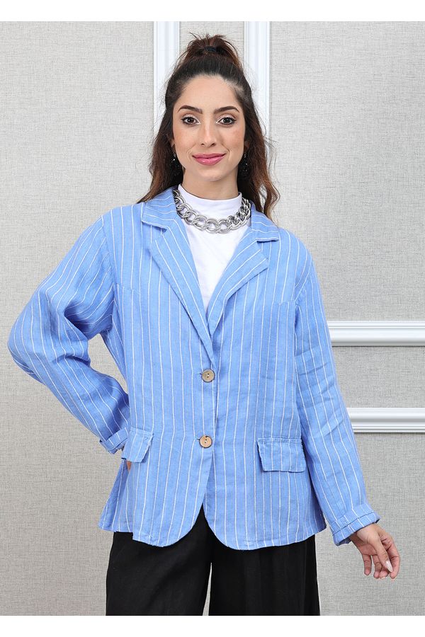 Blazer Daniele Linho Italiano Azul Hortência - Loja Linho Italiano