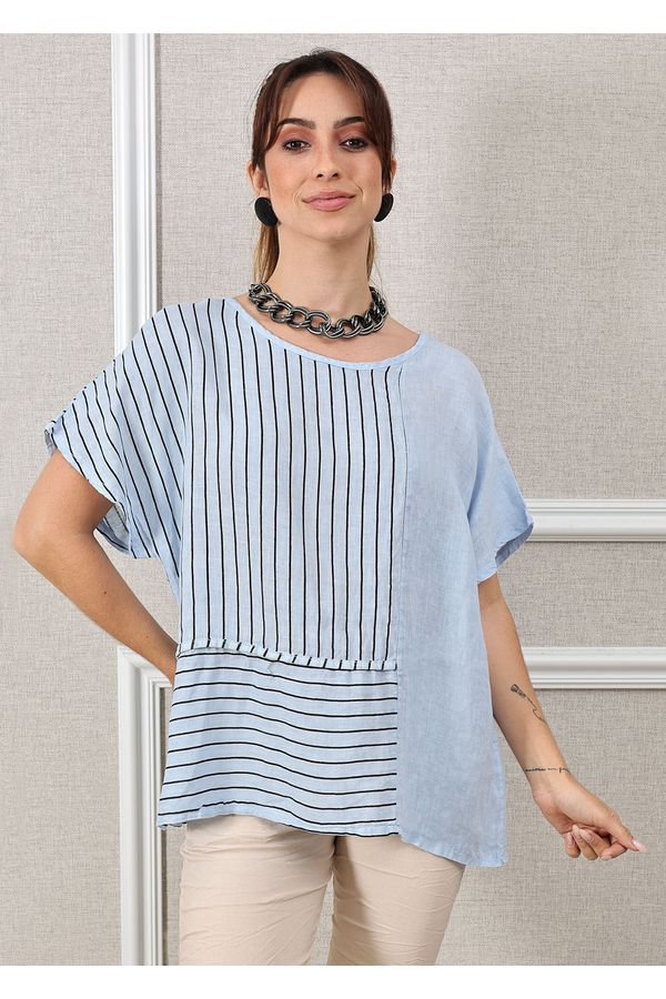 Bata Emma Linho Italiano Azul Bebe - Loja Linho Italiano
