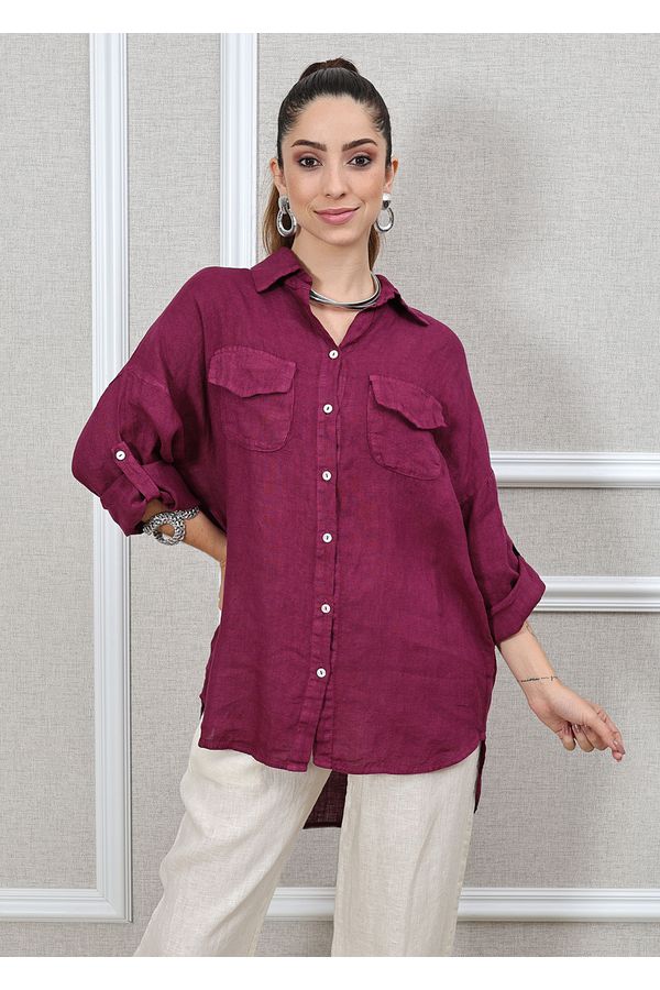 Camisa Clássica Linho Italiano Bordô - Loja Linho Italiano