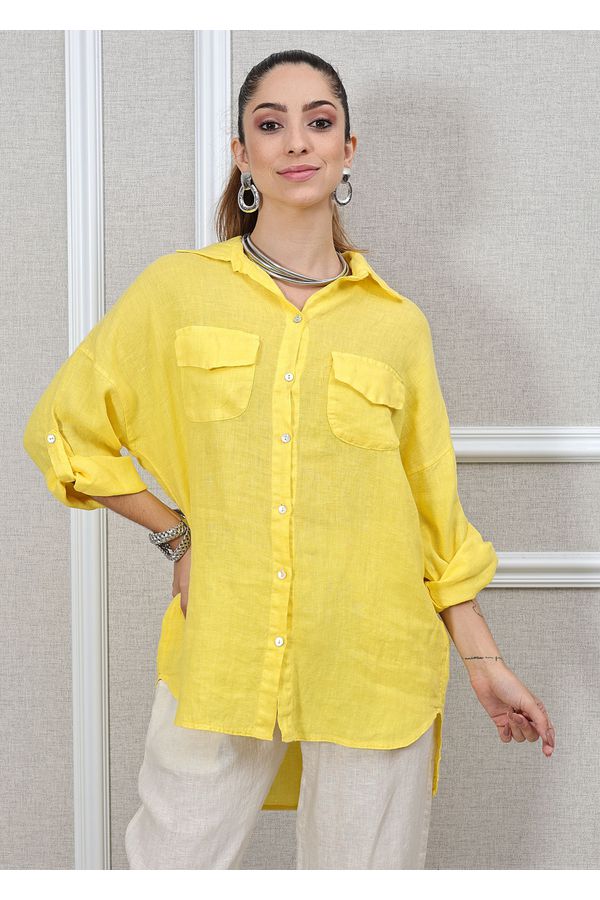 Camisa Clássica Linho Italiano Amarelo - Loja Linho Italiano