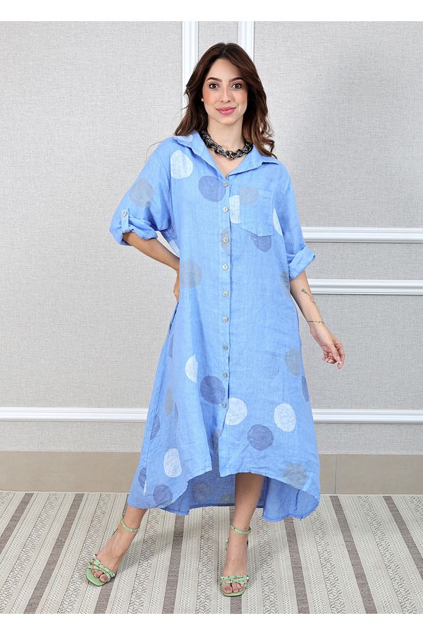 Chemise Tati Linho Italiano Azul Hortência - Loja Linho Italiano
