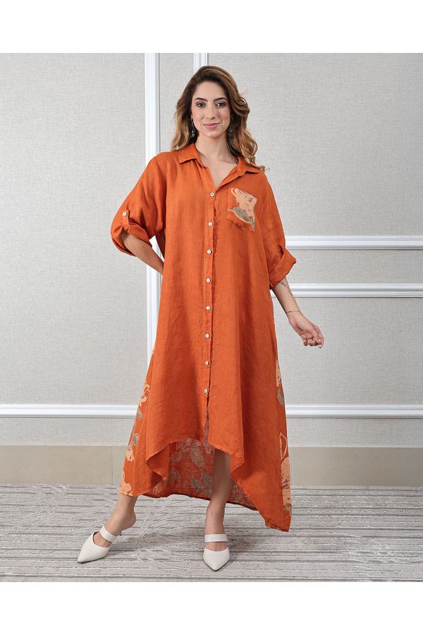 Chemise Melanie Linho Italiano Terracota - Loja Linho Italiano