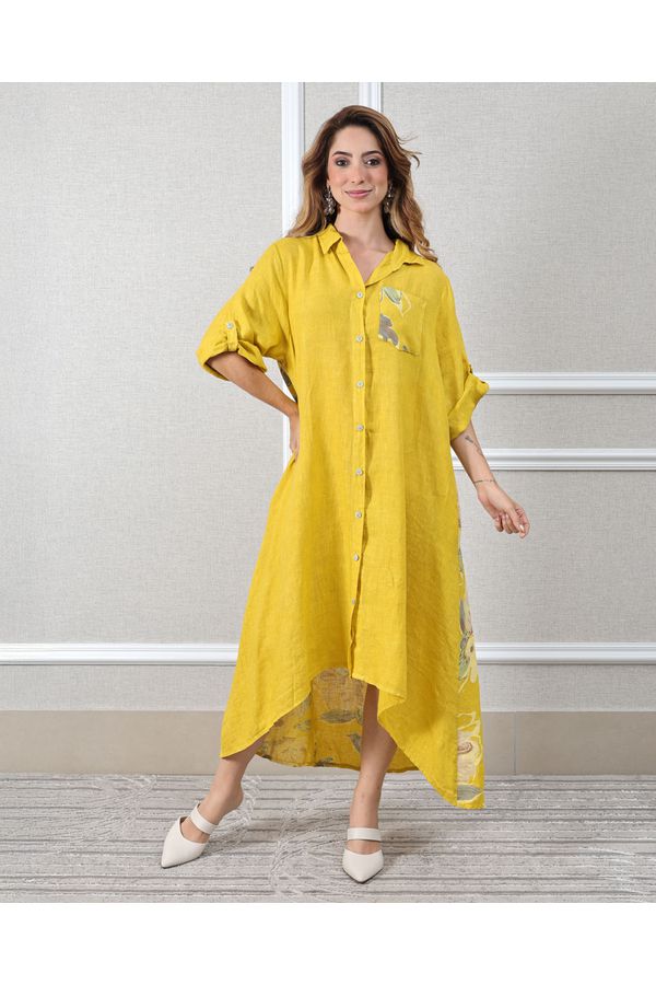 Chemise Melanie Linho Italiano Mostarda - Loja Linho Italiano
