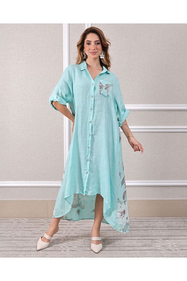 Chemise Melanie Linho Italiano Verde Água - Loja Linho Italiano