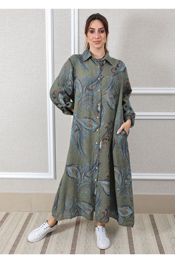 Chemise Pavão Linho Italiano Verde Militar - Loja Linho Italiano