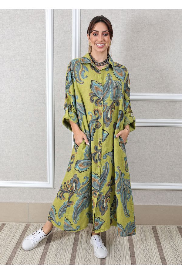 Chemise Pavão Linho Italiano Verde Pistache - Loja Linho Italiano