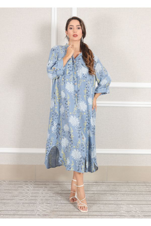 Chemise Agnes Linho Italiano Azul Jeans - Loja Linho Italiano