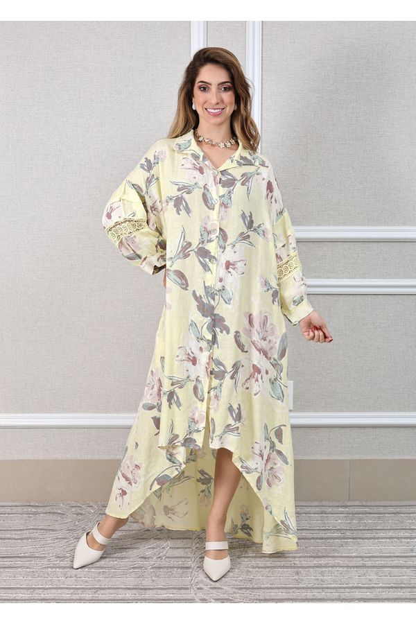 Chemise Maitê Linho Italiano Amarelo - Loja Linho Italiano
