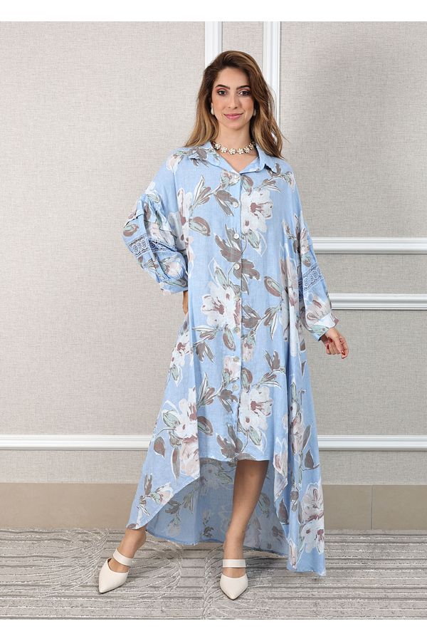 Chemise Maitê Linho Italiano Azul Hortência - Loja Linho Italiano