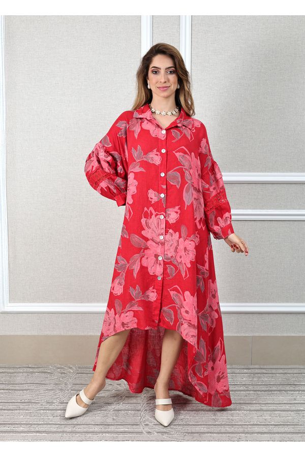Chemise Maitê Linho Italiano Vermelho - Loja Linho Italiano