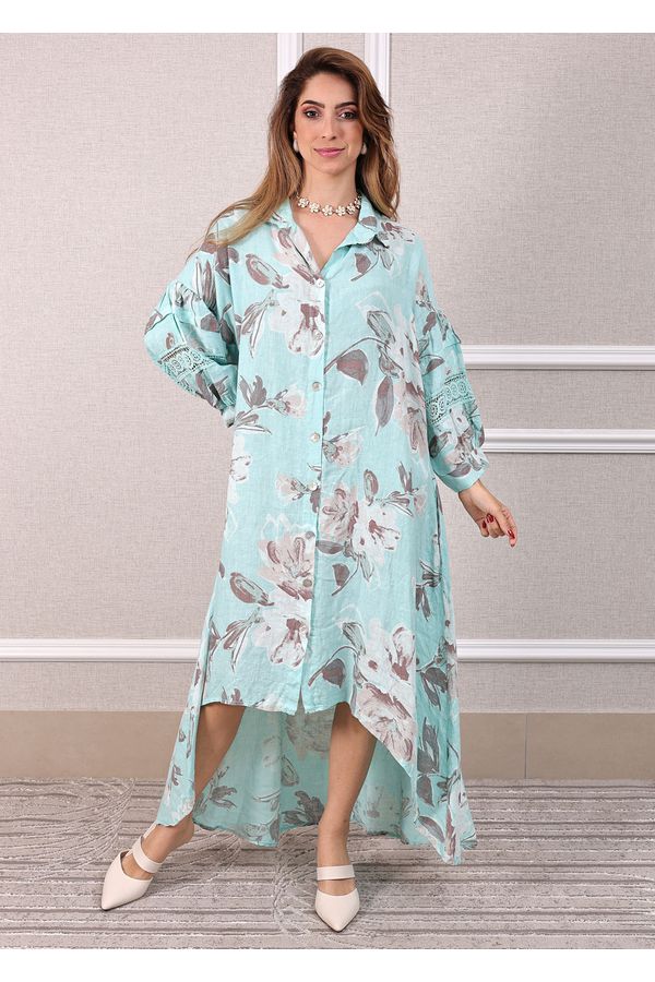 Chemise Maitê Linho Italiano Verde Água - Loja Linho Italiano