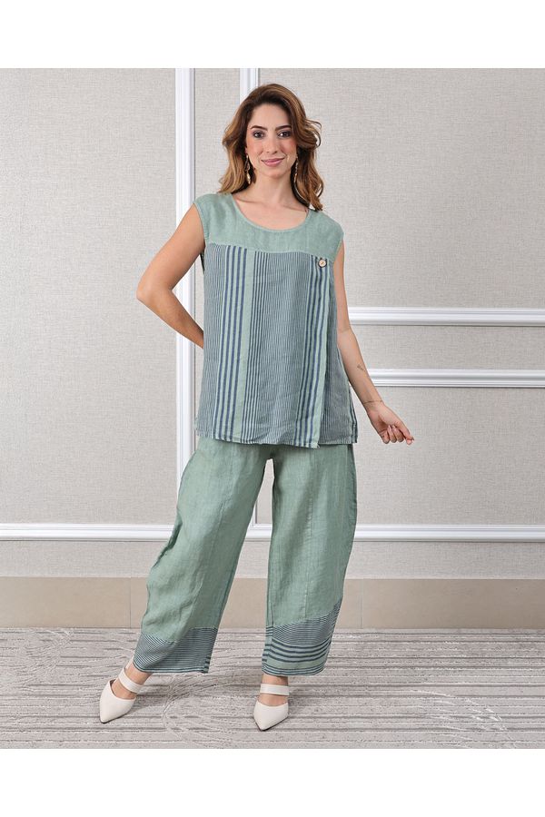 Conjunto Cora Linho Italiano Verde Menta - Loja Linho Italiano