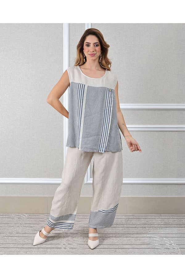 Conjunto Cora Linho Italiano Bege - Loja Linho Italiano