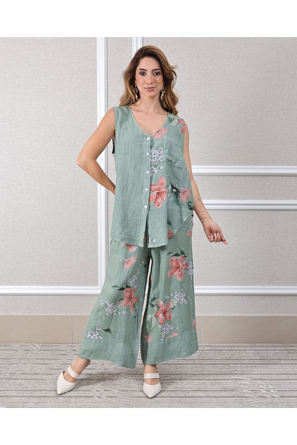 Conjunto Marisol Linho Italiano Verde Menta - Loja Linho Italiano