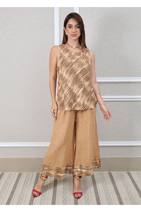 Conjunto Matilde Linho Italiano Caramelo - Loja Linho Italiano