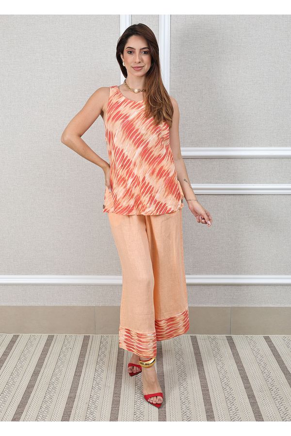 Conjunto Matilde Linho Italiano Pêssego - Loja Linho Italiano