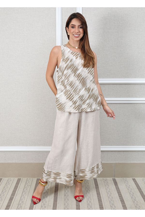 Conjunto Matilde Linho Italiano Bege - Loja Linho Italiano