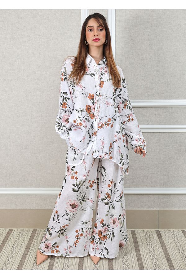 Conjunto Angela Linho Italiano Branco - Loja Linho Italiano