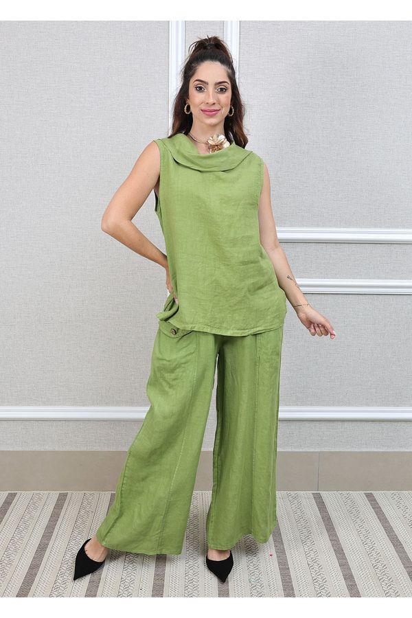 Conjunto Marina Linho Italiano Verde Pistache - Loja Linho Italiano