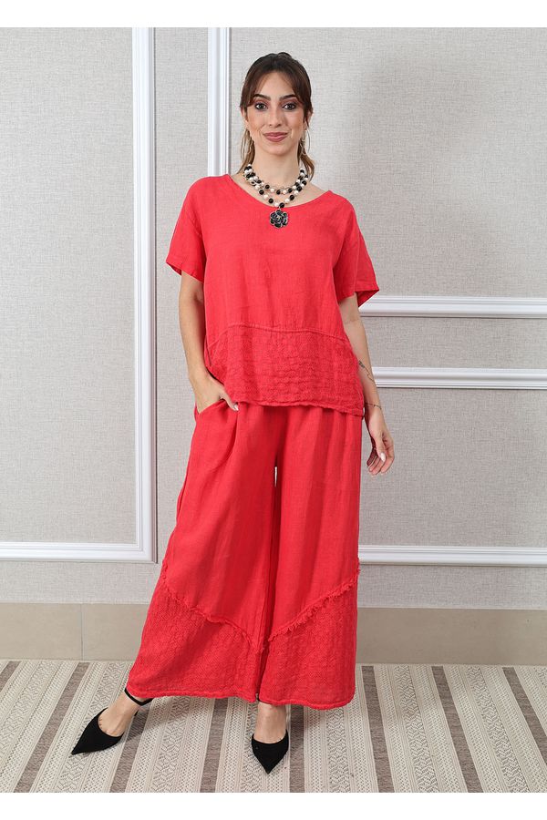 Conjunto Gisela Linho Italiano Vermelho - Loja Linho Italiano