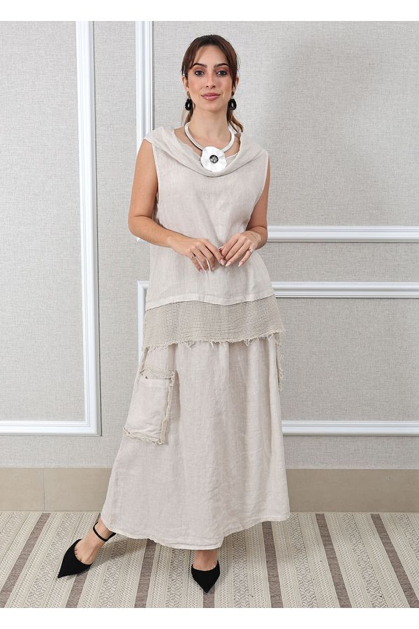 Conjunto Solange Linho Italiano Bege - Loja Linho Italiano