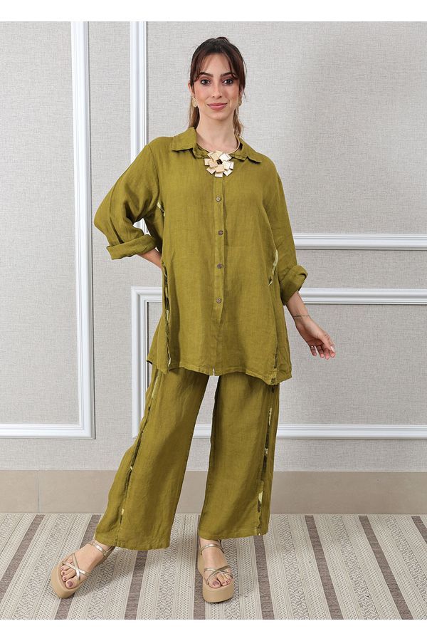 Conjunto Antonia Linho Italiano Verde Pistache - Loja Linho Italiano