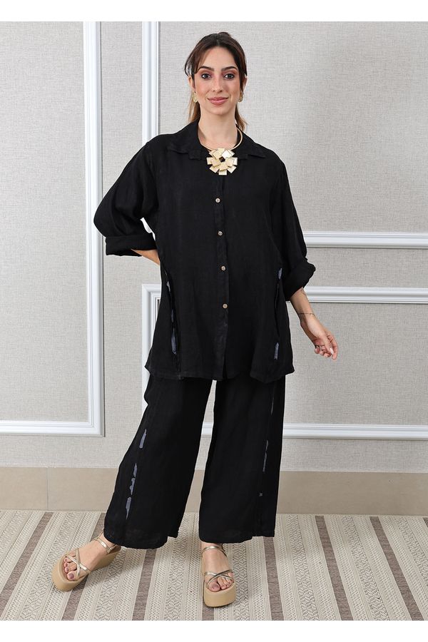 Conjunto Antonia Linho Italiano Preto - Loja Linho Italiano