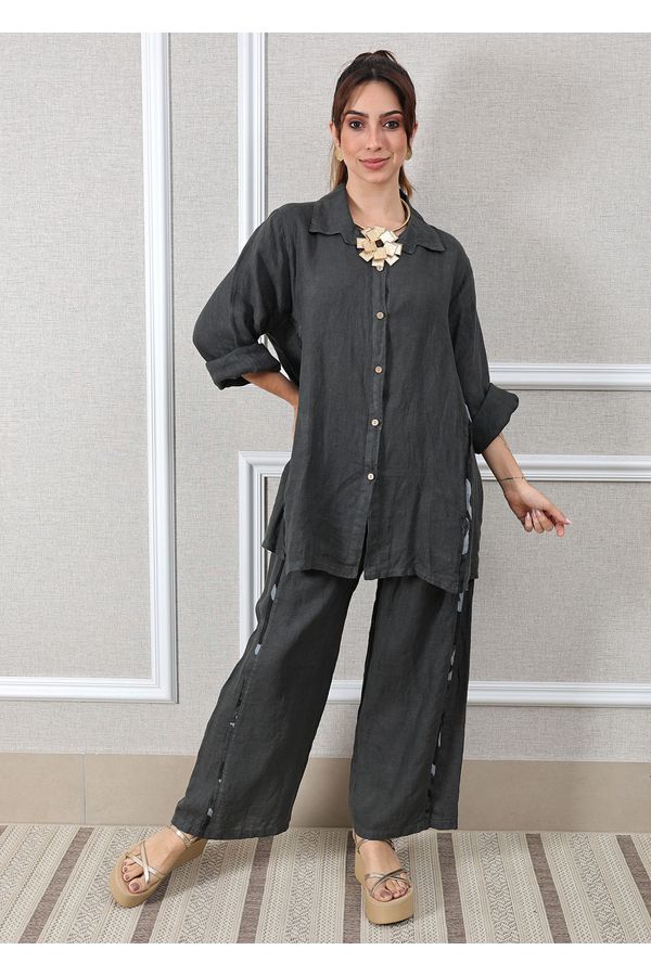 Conjunto Antonia Linho Italiano Chumbo - Loja Linho Italiano