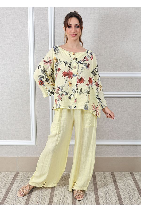 Conjunto Pamela Linho Italiano Amarelo - Loja Linho Italiano