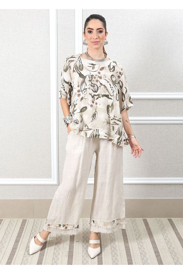 Conjunto Carla Linho Italiano Bege - Loja Linho Italiano