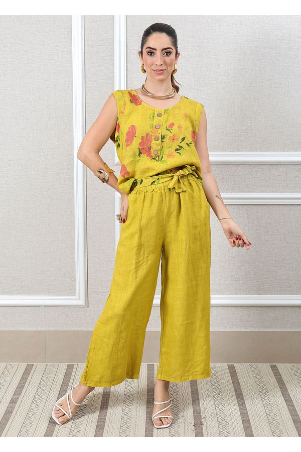 Conjunto Rebeca Linho Italiano Mostarda - Loja Linho Italiano