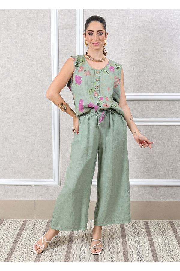 Conjunto Rebeca Linho Italiano Verde Menta - Loja Linho Italiano