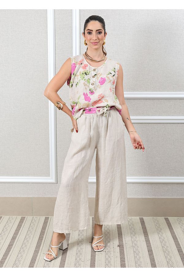 Conjunto Rebeca Linho Italiano Bege - Loja Linho Italiano