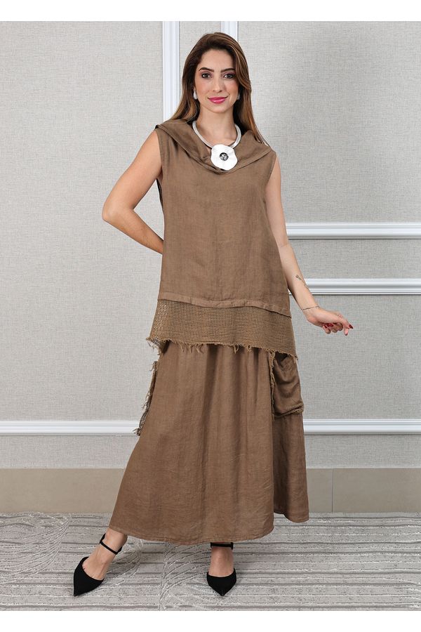 Conjunto Solange Linho Italiano Caramelo - Loja Linho Italiano