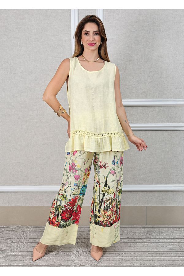 Conjunto Catarina Linho Italiano Amarelo - Loja Linho Italiano