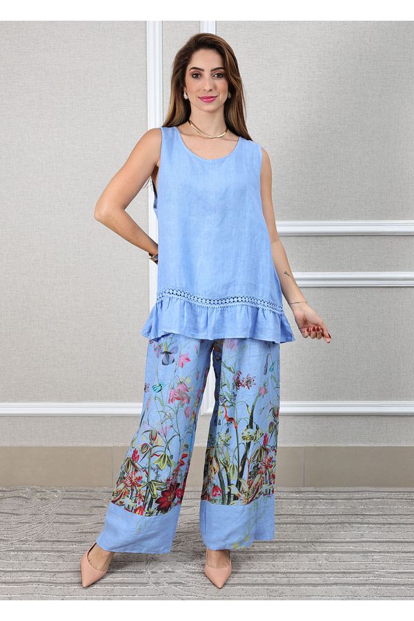 Conjunto Catarina Linho Italiano Azul Hortência - Loja Linho Italiano