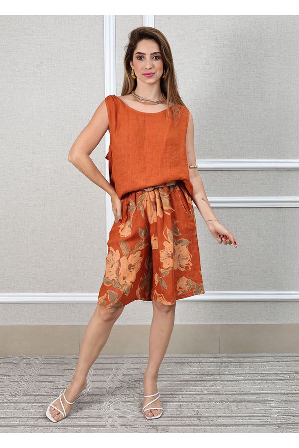 Conjunto Livia Linho Italiano Terracota - Loja Linho Italiano