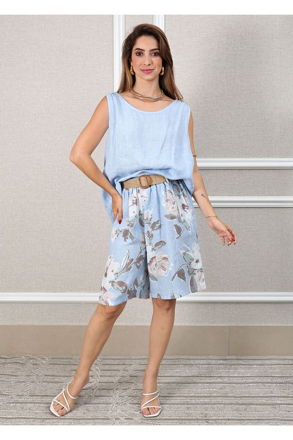 Conjunto Livia Linho Italiano Azul Bebe - Loja Linho Italiano