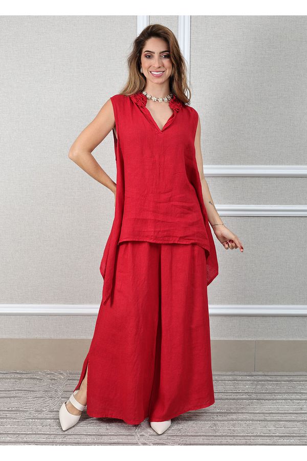 Conjunto Fabi Linho Italiano Vermelho - Loja Linho Italiano