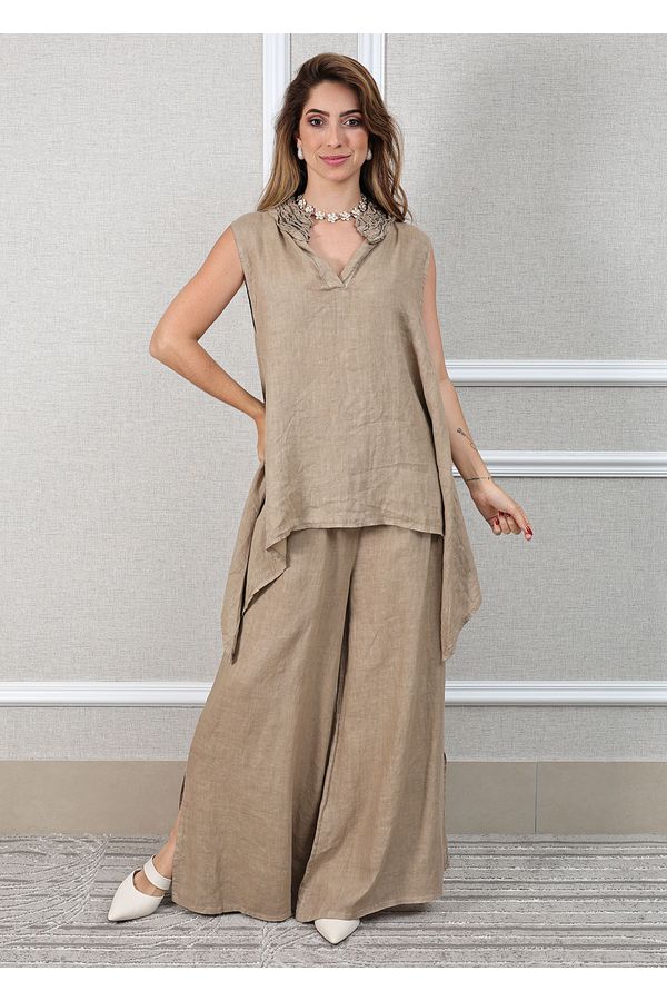 Conjunto Fabi Linho Italiano Cappuccino - Loja Linho Italiano
