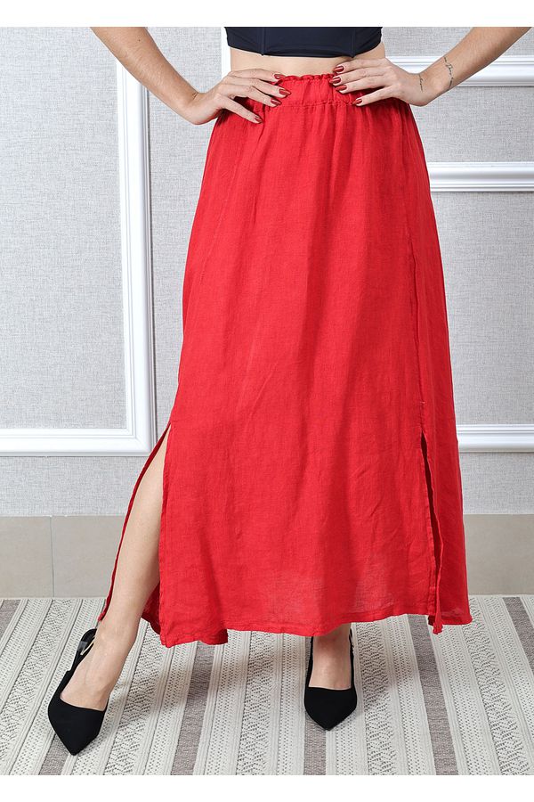 Saia Melissa Linho Italiano Vermelho - Loja Linho Italiano