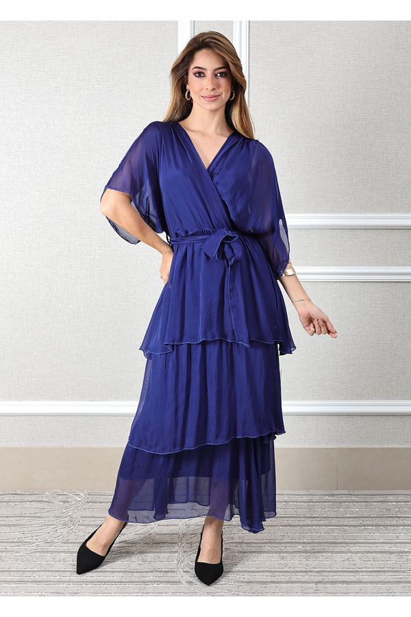 Vestido Stella Seda Italiana Azul Royal - Loja Linho Italiano