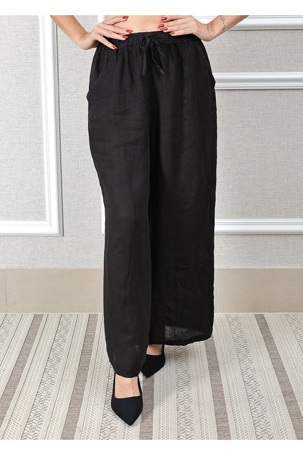 Calça Heloisa Linho Italiano Preta - Loja Linho Italiano
