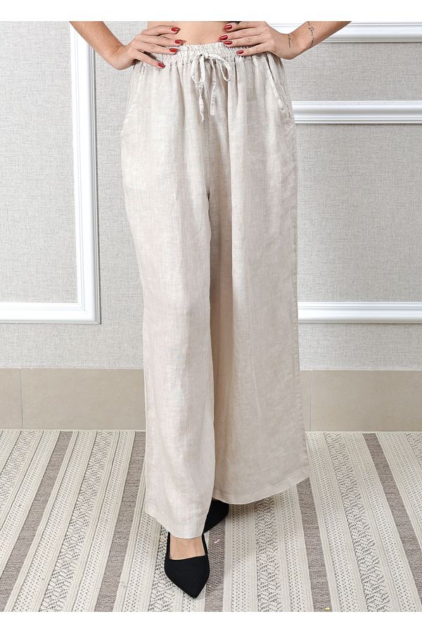 Calça Heloisa Linho Italiano Bege - Loja Linho Italiano