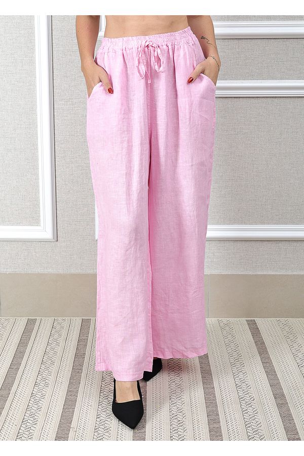 Calça Heloisa Linho Italiano Rosa Bebe - Loja Linho Italiano