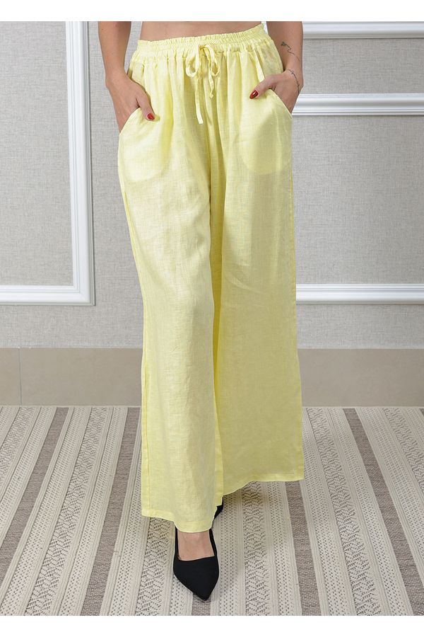 Calça Heloisa Linho Italiano Amarelo - Loja Linho Italiano