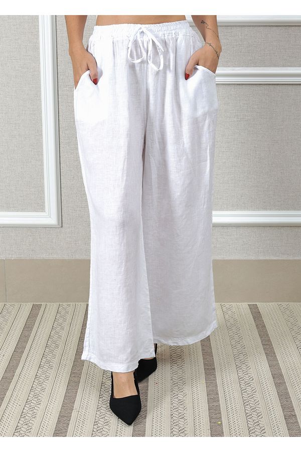 Calça Heloisa Linho Italiano Branco - Loja Linho Italiano