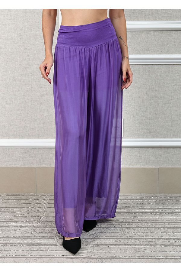 Calça Louise Seda Italiana Roxo - Loja Linho Italiano