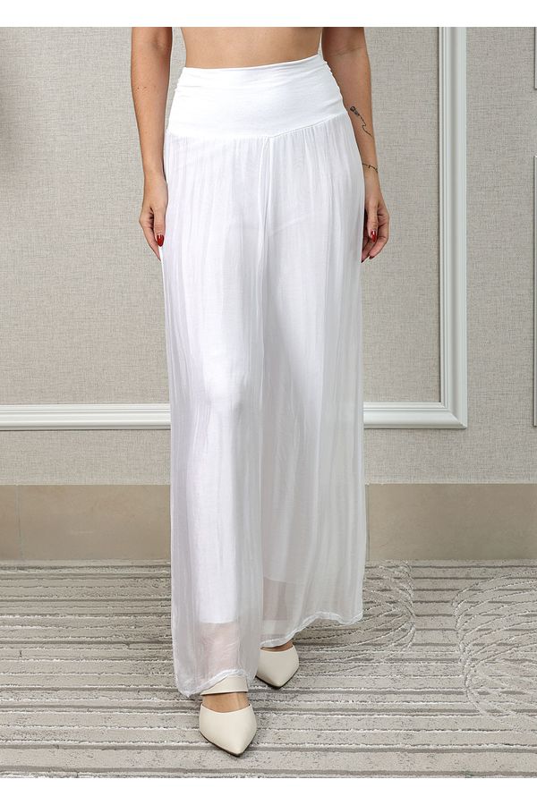Calça Louise Seda Italiana Branco - Loja Linho Italiano