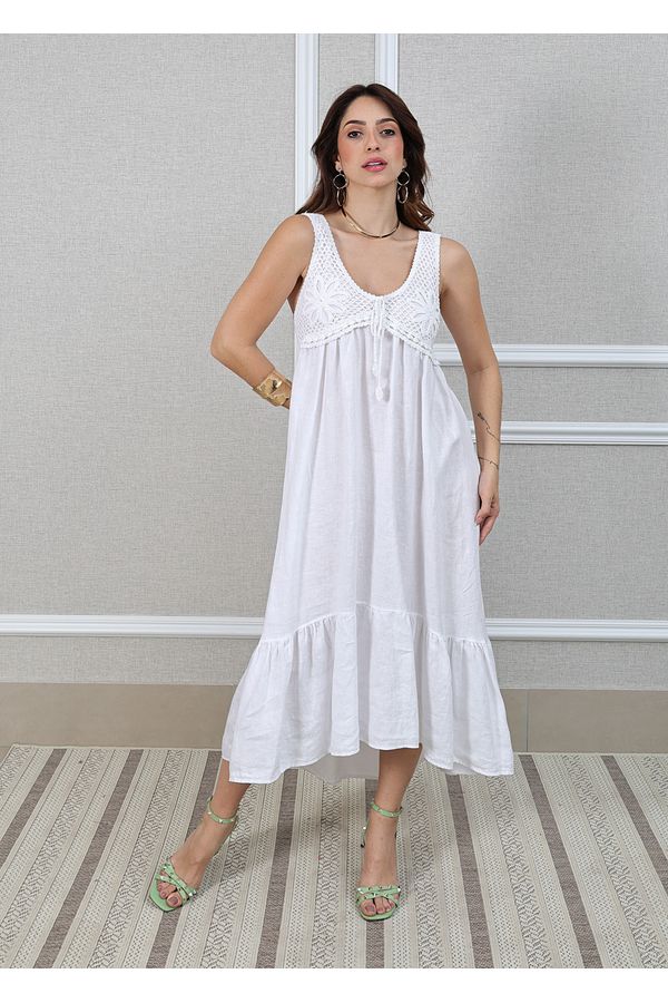 Vestido Barbara Linho Italiano Branco - Loja Linho Italiano